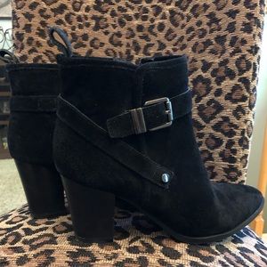 Franco Sarto L-Delancy Suede Ankle Boot - Black, Size 9
